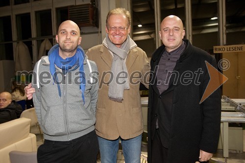 Miha Turšič, Janez Škrabec, direktor podjetja Riko d.o.o. in Dragan Živadinov, režiser