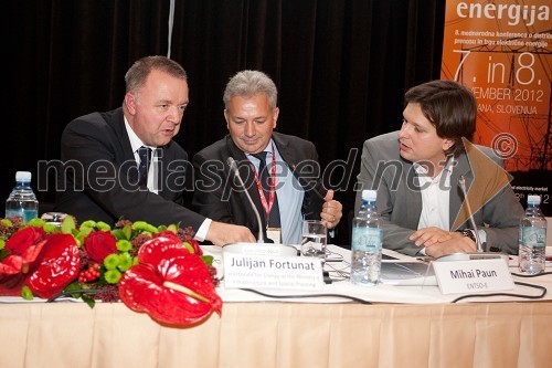 Julijan Fortunat, generalni direktor Direktorata za energijo, Mihai Paun, ENTSO-E, Belgija / Electricity Infrastructure, Focus on Long Term Networks Development - e-Highway2050 Project in Nikola Krečar, Elektro Energija d.o.o., direktor OE Trgovina na debelo