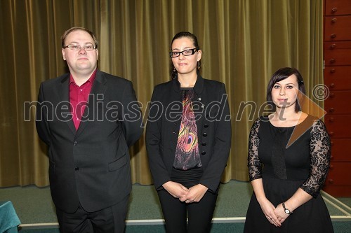 Gregor Ferk; dr. Saša Šabeder; Anja Car, nagrajenci Henklovega sklada