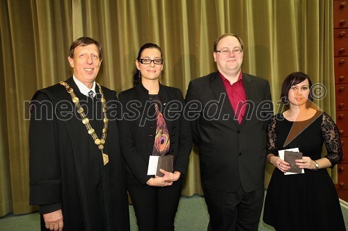 Prof. dr. Željko Knez, dekan Fakultete za kemijo in kemijsko tehnologijo Univerze v Mariboru; Gregor Ferk; dr. Saša Šabeder; Anja Car