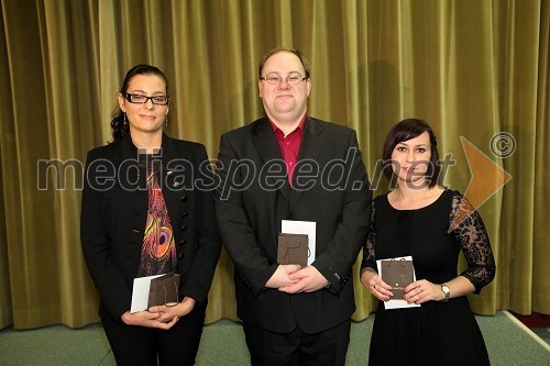 Dr. Saša Šabeder; Gregor Ferk; Anja Car, nagrajenci Henklovega sklada