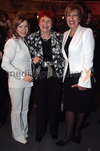Regina Kogoj, pevka, Viktorija Potočnik, nekdanja ljubljanska županja in Mojca Senčar, Slovenka leta 2005 ter predsednica Slovenskega združenja za boj proti raku dojk