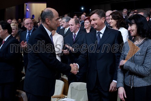 Janez Janša, predsednik Vlade RS; Borut Pahor, predsednik Republike Slovenije; Tanja Pečar