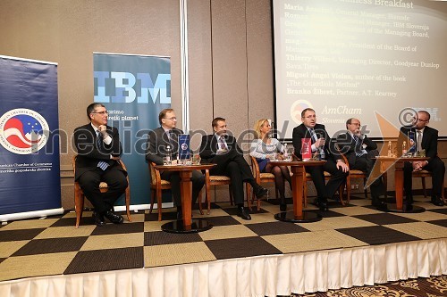 Miguel Angel Violan, avtor knjige Metoda Guardiola; Branko Žibret, partner in vodja tima JV Evrope, A.T. Kearney; Gregor Pilgram, predsednik uprave, Generali zavarovalnica; Maria Anselmi, direktorica Bisnode d.o.o.; Roman Koritnik, generalni direktor IBM Slovenija; Thierry Villard, Managing Director CSEE, Goodyear / Sava tires d.o.o.; mag. Vojmir Urlep, predsednik uprave Lek