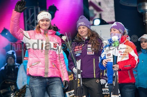 Viktoria Rebensburg, smučarka (Nemčija); Tina Maze, smučarka; Tessa Worley, smučarka (Francija)