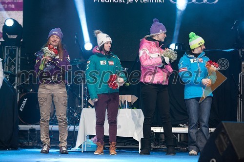 Tina Maze, smučarka (SLO); Anna Fenninger, smučarka (Avstrija); Maria Höfl Riesch, smučarka (Nemčija); Kathrin Zettel, smučarka (Avstrija)