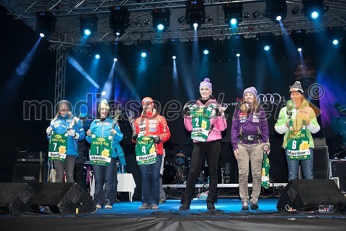 Frida Hansdotter, smučarka (Švedska); Kathrin Zettel, smučarka (Avstrija); Tanja Poutiainen, smučarka (Finska); Maria Höfl Riesch, smučarka (Nemčija); Tina Maze, smučarka (SLO); Mikaela Shiffrin, smučarka (ZDA)