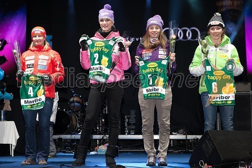 Tanja Poutiainen, smučarka (Finska); Maria Höfl Riesch, smučarka (Nemčija); Tina Maze, smučarka (SLO); Mikaela Shiffrin, smučarka (ZDA)