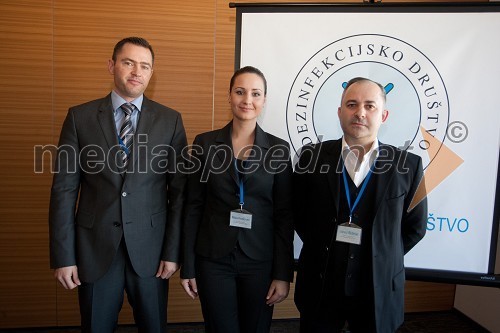 Patrik Zupančič, predsednik Dezinfekcijskega društva Slovenije; Maja Krašovec, generalna sekretarka Dezinfekcijskega društva Slovenije; Janez Bobnar, član nadzornega sveta Dezinfekcijskega društva Slovenije