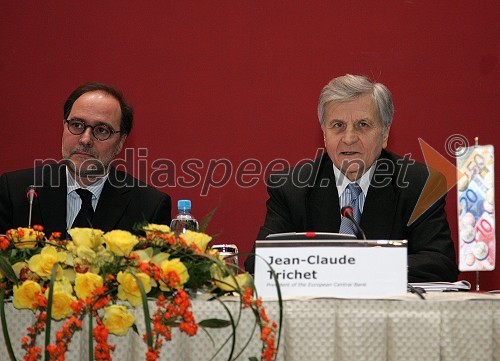 Mitja Gaspari, guverner Banke Slovenije in Jean-Claude Trichet, predsednik Evropske Centralne Banke