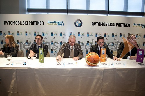 Lothar Schupet, generalni direktor BMW Group Slovenija; Iztok Rems, KZS; Aleš Križnar, Eurobasket; Rašo Nesterović, košarkar