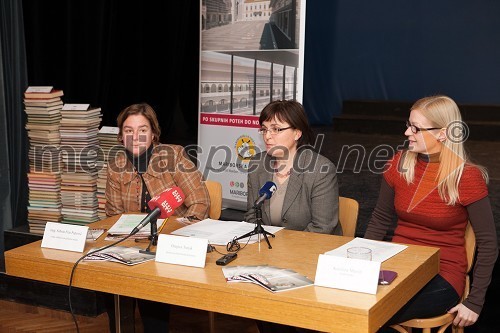 Mag. Sabina Fras Popović, vodja oddelka za knjižnično mrežo;  Dragica Turjak, direktorica Mariborske knjižnice; Karolina Marolt, SPEM Komunikacije