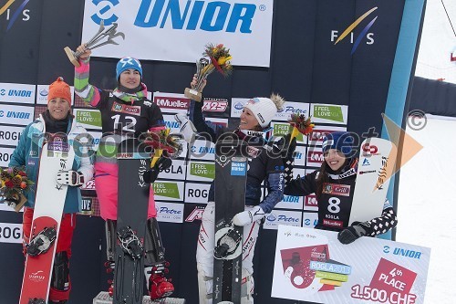 Niccolien Sauerbreij, deskarka na snegu (Nizozemska); Ekaterina Tudegesheva, deskarka na snegu (Rusija); Claudia Riegler, deskarka na snegu (Avstrija); Caroline Calve, deskarka na snegu (Kanada)