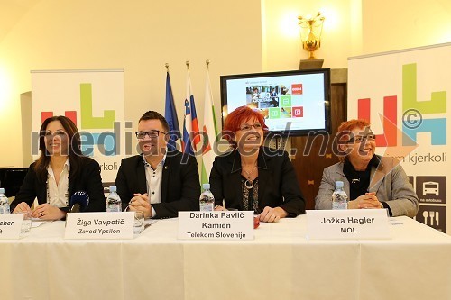 Biljana Weber, generalna direktorica Microsoft Slovenija; Žiga Vavpotič, strokovni direktor Zavod Ypsilon; Darinka Pavlič Kamien, vodja odnosov z javnostmi, Telekom Slovenija; Jožka Hegler, direktorica Mestne uprave MOL