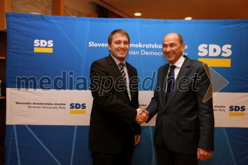 Andrej Čuš, predsednik SDM; Janez Janša, predsednik stranke SDS