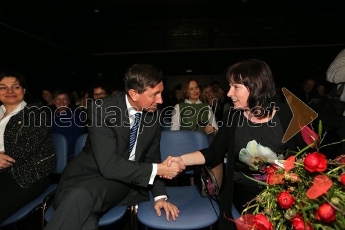 Borut Pahor, predsednik Republike Slovenije; Sonja Maze, mama Tine Maze