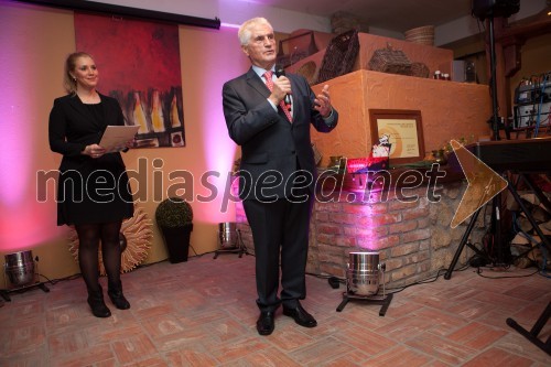 Maja Štager; organizatorka dogodka; prof. dr. Ludvik Toplak, predsednik Alma Mater Europaea - Evropski center, Maribor