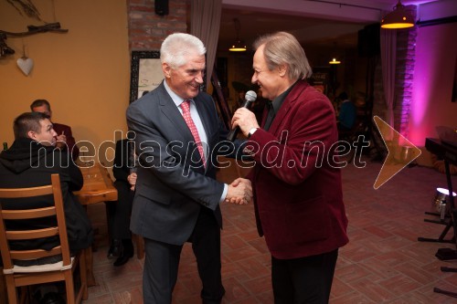 Prof. dr. Ludvik Toplak, predsednik Alma Mater Europaea - Evropski center, Maribor; Alfi Nipič, pevec