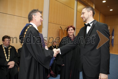 Prof. dr. Danijel Rebolj, rektor Univerze v Mariboru; dr. Andraž Stožer, Medicinska fakulteta UM