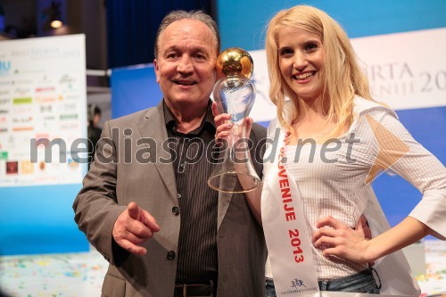 Srečko Čož, organizator dogodka Miss Športa; Klara Krošelj