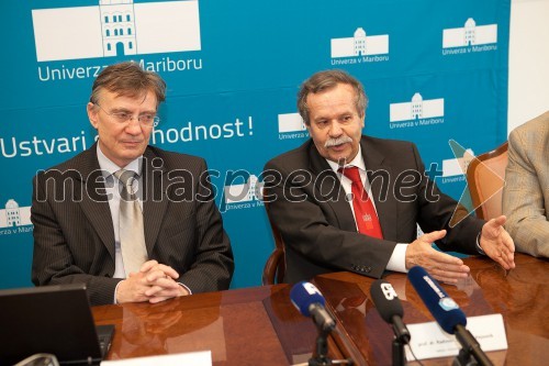 Prof. dr. Danijel Rebolj, rektor Univerze v Mariboru; prof. dr. Radovan Stanislav Pejovnik, rektor Univerze v Ljubljani