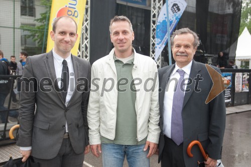 Gregor Jagodič, odnosi z javnostjo Univerze v Ljubljan; Aljaž Pegan, 
gimnastičar; prof. dr. Radovan Stanislav Pejovnik, rektor Univerze v 
Ljubljani