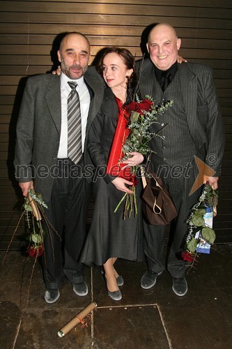 Peter Boštjančič, Veronika Drolc in Radko Polič Rac, igralci