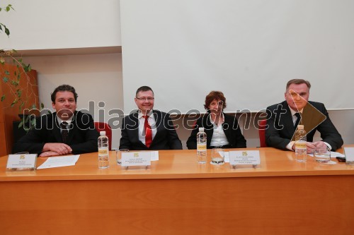 Igor Žula, predsednik Slovenskega logističnega združenja; mag. Igor Marinič, namestnik generalnega direktorja Pošta Slovenije; dr. Elen Twrdy, dekanka Fakultete za pomorstvo in promet Univerze v Ljubljani; prof. dr. Bojan Rosi, dekan Fakultete za logistiko Univerze v Mariboru