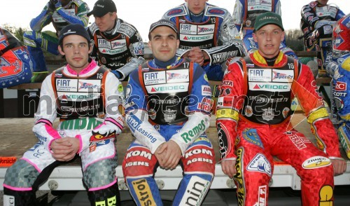 Jernej Kolenko, Izak Šantej (oba Slovenija) in Matej Ferjan (Madžarska - Slovenija), speedwayisti