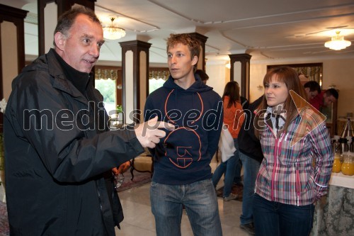 Primož Lemež, organizator VIP Rally Geoss; Jurij Tepeš, smučarski skakalec; Nuša Rakovec