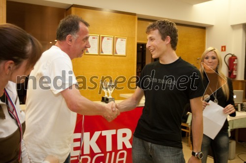 Primož Lemež, organizator VIP Rally Geoss; Jurij Tepeš, smučarski skakalec