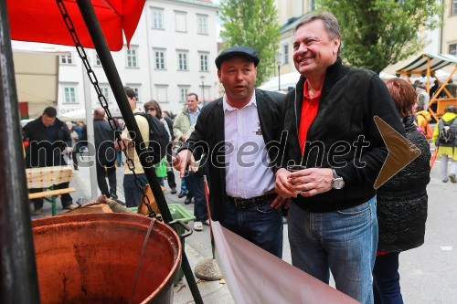 Janez Kodila, predsednik Društva za promocijo in zaščito prekmurskih dobrot; Zoran Jankovič, župan Mestne občine Ljubljana