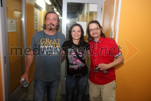 Vladimir Šega, organizator koncerta; Anja Arko; Andrej Težak-Tešky, stand up komik