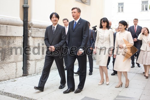 Akišino, Japonski princ; Borut Pahor, predsednik Republike Slovenije; Tanja Pečar;  Kiko, Japonska princesa