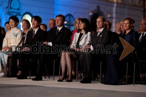 Kiko, Japonska princesa; Akišino, Japonski princ; Borut Pahor, predsednik Republike Slovenije; Tanja Pečar; Sophie, grofica Wessexa