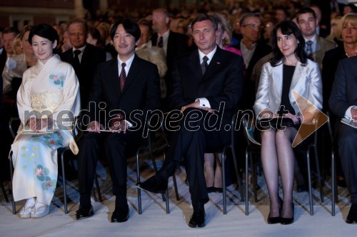 Kiko, Japonska princesa; Akišino, Japonski princ; Borut Pahor, predsednik Republike Slovenije; Tanja Pečar