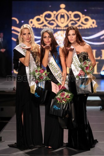 Eva Matijašević, druga spremljevalka Miss Slovenije 2013; Maja Cotič, Miss Slovenije 2013; Laura Škvorc, prva spremljevalka Miss Slovenije 2013