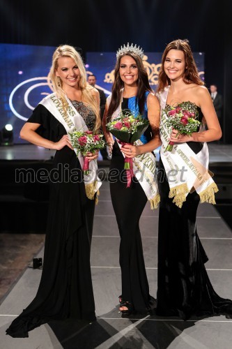 Eva Matijašević, druga spremljevalka Miss Slovenije 2013; Maja Cotič, Miss Slovenije 2013; Laura Škvorc, prva spremljevalka Miss Slovenije 2013