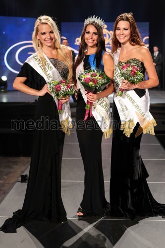 Eva Matijašević, druga spremljevalka Miss Slovenije 2013; Maja Cotič, Miss Slovenije 2013; Laura Škvorc, prva spremljevalka Miss Slovenije 2013