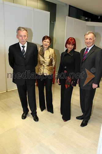 Dr. France Arhar, nekdanji guverner Banke Slovenije s soprogo, Maruša Glavan, direktorica podjetja Manet in Tone Glavan, pomočnik guvernerja za District