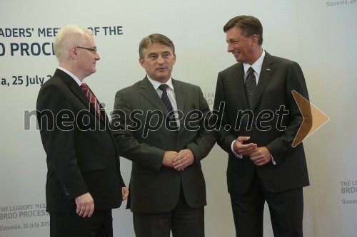 Ivo Josipović, predsednik Hrvaške; Željko Komšić, predsednik BiH; Borut Pahor, predsednik Republike Slovenije