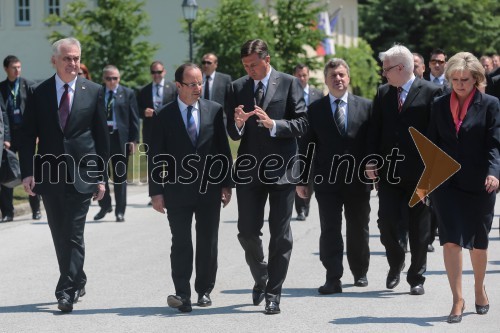 Francois Hollande, prihod na Brdu pri Kranju