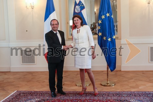 Francois Hollande, predsednik Francije; mag. Alenka Bratušek, predsednica vlade RS