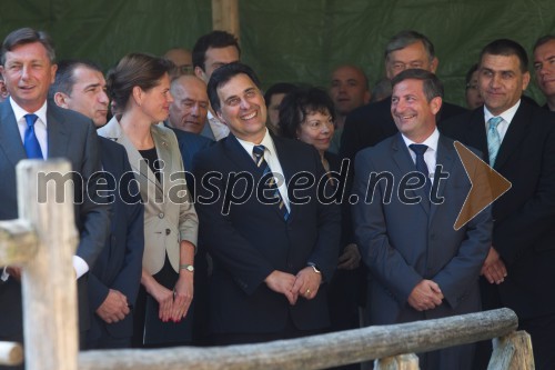 Borut Pahor, predsednik Republike Slovenije; Alenka Bratušek, predsednica Vlade; Mitja Bervar, predsednik Državnega sveta RS; Karel Erjavec, minister za zunanje zadeve