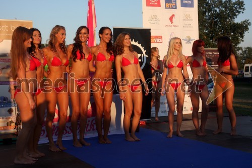 Maja Blagojevič; Tara Tanita; Vanja Fideršek; Nina Skok; Maja Ražnjevič; Maja Čamič; Tea Recek; Ervina Harbaš; Maja Vukmanovič, kandidatke za Miss bikini 2013