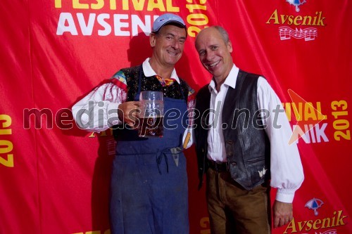 Hubi Aschenbrücker, humorist; Gregor Avsenik, organizator Festivala Avsenik