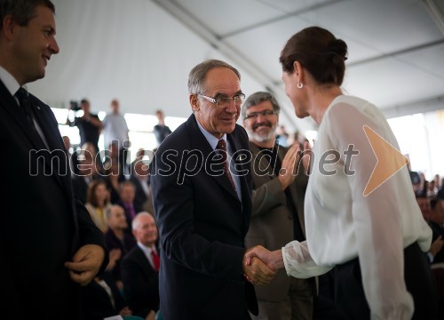 Mag. Dejan Židan, minister za kmetijstvo in okolje; mag. Janez Erjavec, Predsednik uprave Pomurskega sejma; mag. Alenka Bratušek, predsednica Vlade RS