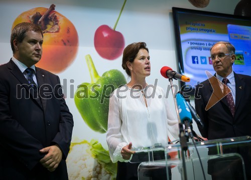 Mag. Dejan Židan, minister za kmetijstvo in okolje; mag. Alenka Bratušek, predsednica Vlade RS; mag. Janez Erjavec, Predsednik uprave Pomurskega sejma 