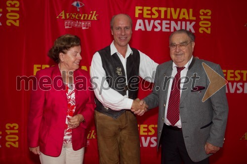 Ida Lanzmaier; Gregor Avsenik, organizator Festivala Avsenik; Karl Lanzmaier, prvi menedžer Avsenikov