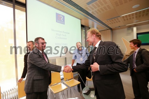 Željko Puljić, direktor Iskratel; Janez Škrabec, direktor podjetja Riko d.o.o., predsednik Slovensko-ruskega poslovnega sveta